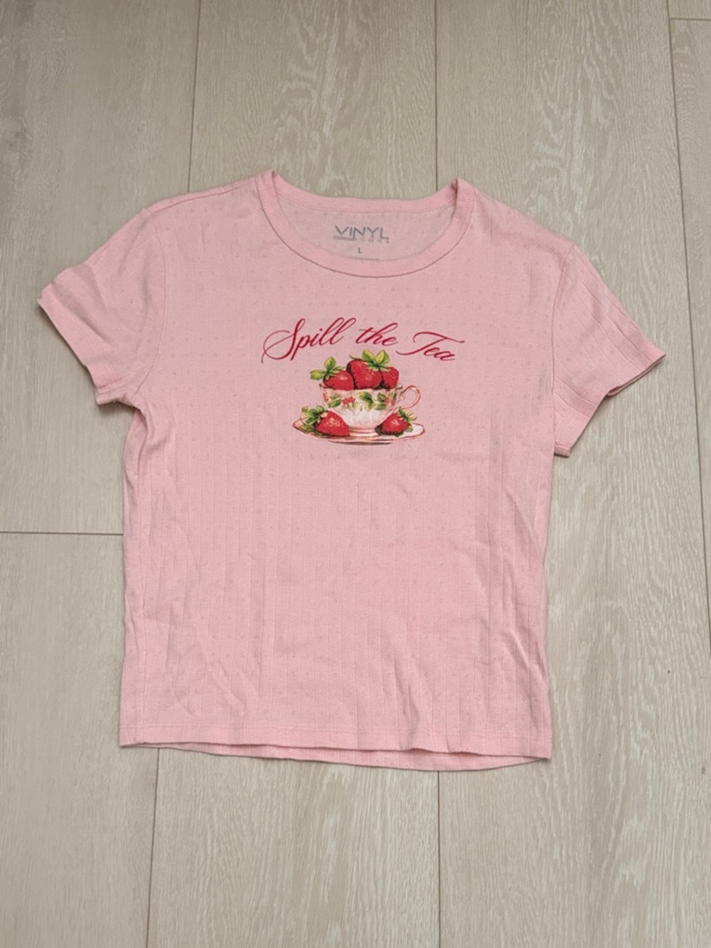 ✨Vinyl Icons Pink "Spill the Tea" Graphic Tee